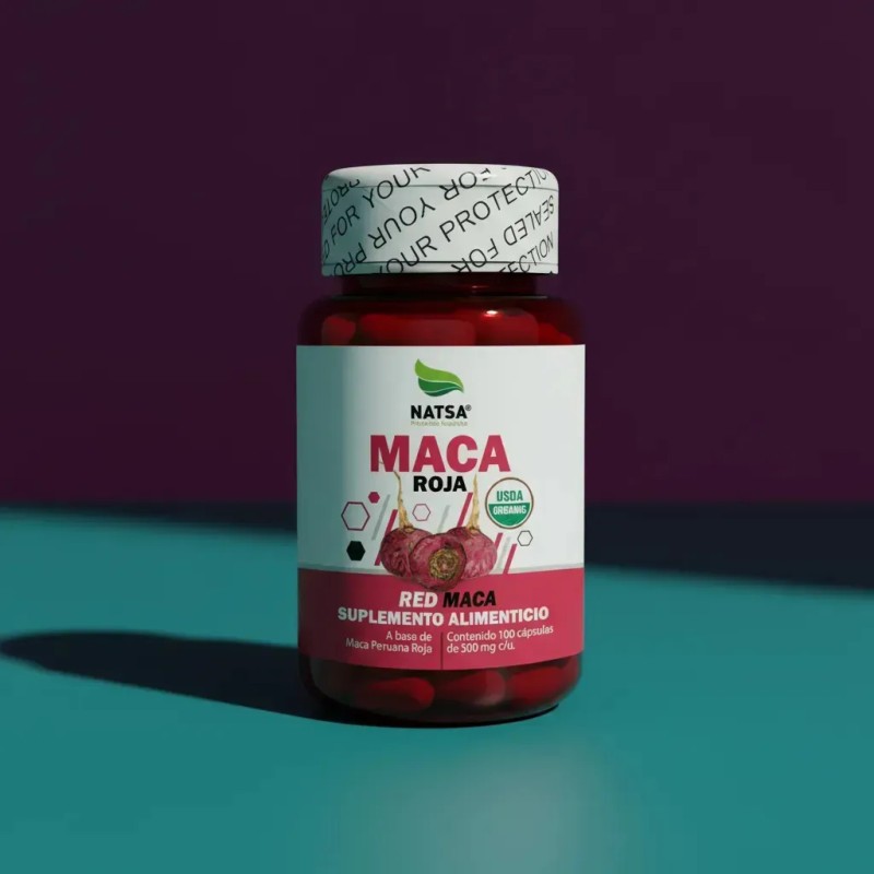 Maca Roja Peruana Red 100 Cápsulas Fertilidad Energía Antioxidante Antidepresivo