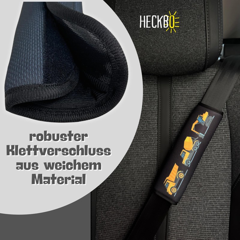 HECKBO 2 x Car Seat Belt Pads, Construction Vehicles