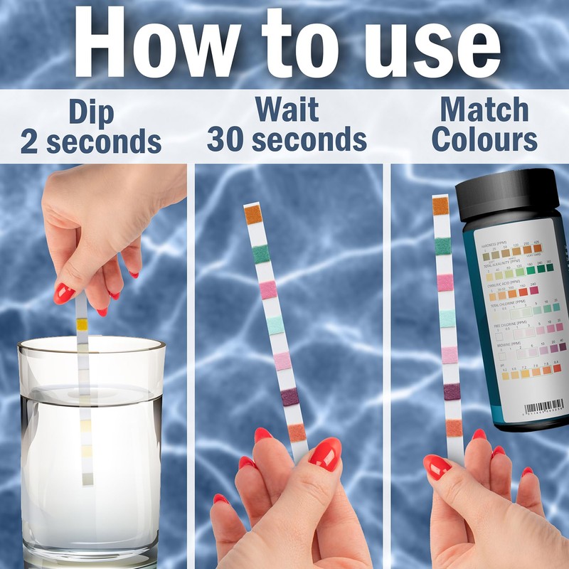 AQUAVERITY Hot Tub Test Strips, 100 Pool, Spa and Hot