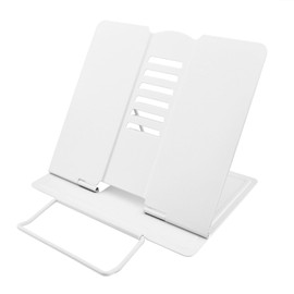 MEAOR Metal Book Stand Folding Reading Stand Anti-Slip Adjustable Desktop Bookend Cookbook Rest Book Holder (White)