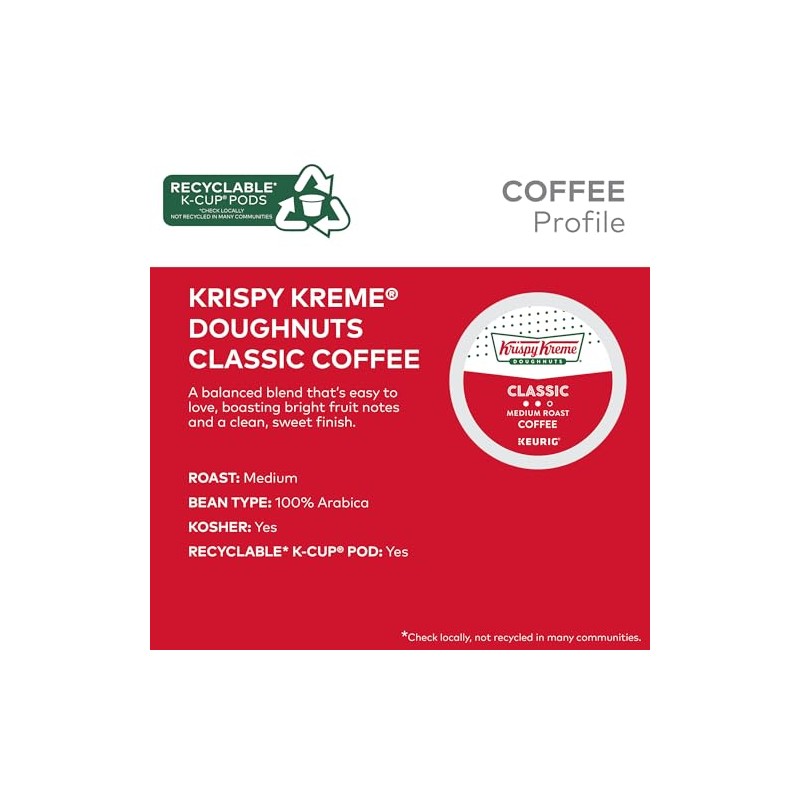 Krispy Kreme Classic Coffee, Keurig Single Serve K-Cup Pods, Medium