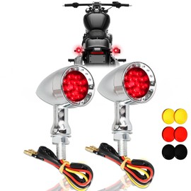 DREAMIZER 2pcs Chrome Bullet 15 LEDs Motorcycle Turn Signal Lights Front and Rear Indicator Lamps Compatible with Harley Honda Yamaha Cruiser Softail Sportster Street bike Chopper Bobber