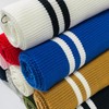 1pc Grey Ribbing Fabric Polyester Elastic Ribbed Cuffs White Stripes