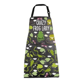 MBMSO Beware of Crazy Frog Lady Kitchen Apron - Frog Lover Gifts for Women, Funny Grilling Apron, Lady Apron-b2, Standard
