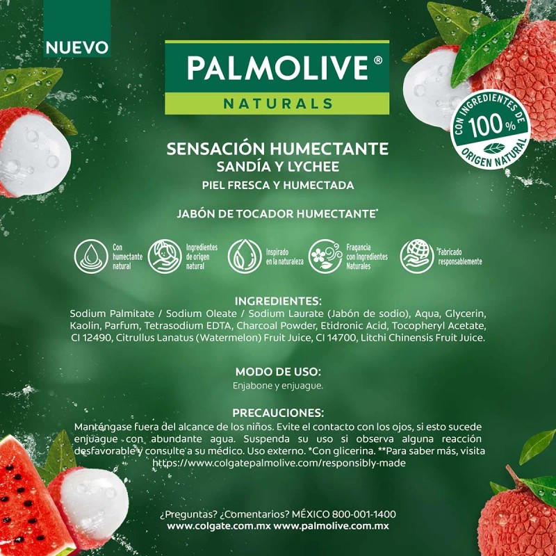 Jabón de Tocador Palmolive Naturals Sandía y Lychee 4x120 g