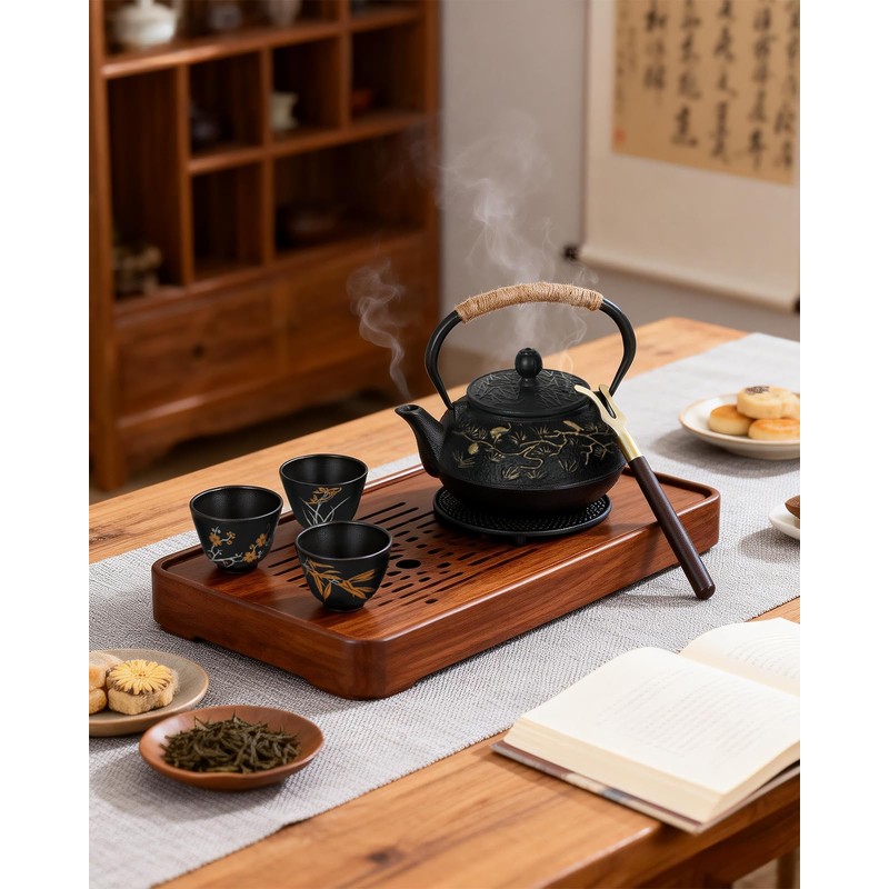 28oz Cast Iron Teapot with 4 Cups, Tea Kettle for