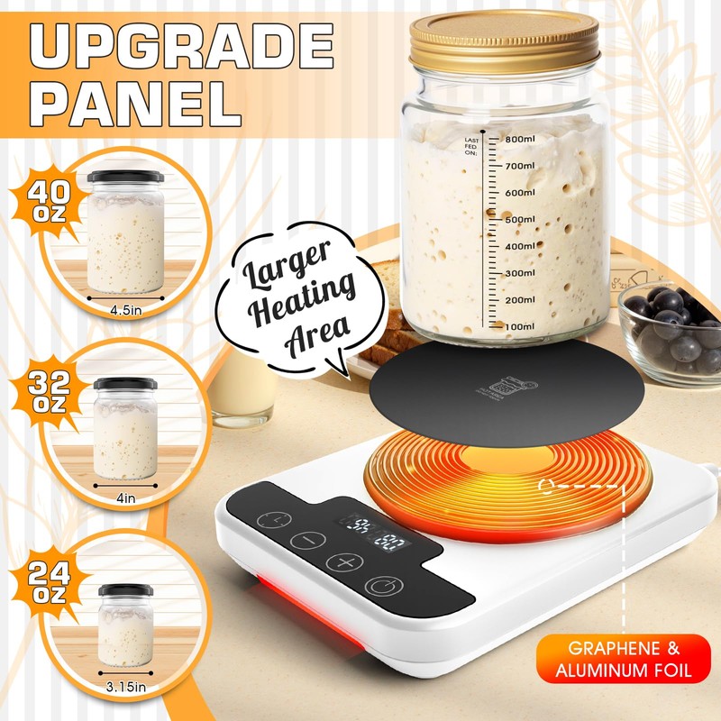 Upgraded Sourdough Starter Warmer, Precise 1°F Thermostat Control (70-100°F) Sourdough