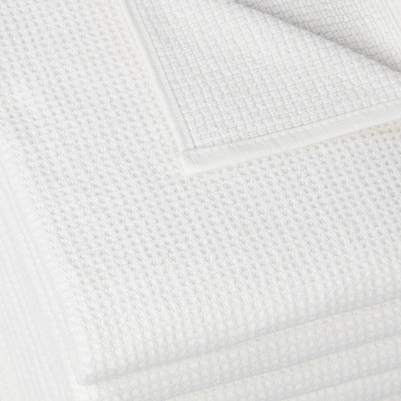 ZOLLNER Set of 6 White Waffle Pique Hand Towels 100%