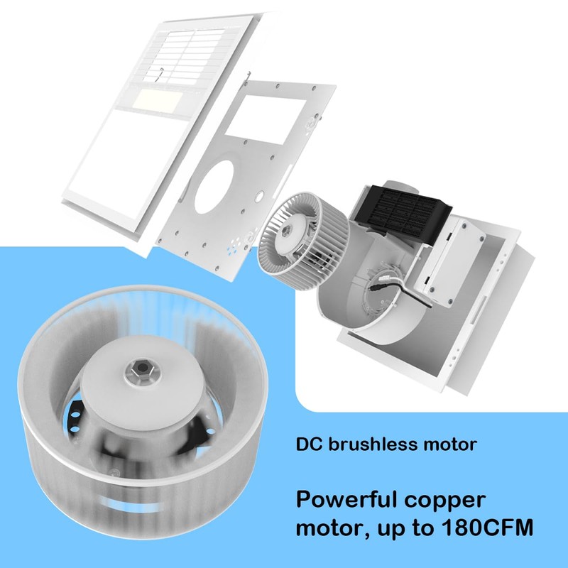 FLYINGFOX DC Bathroom Exhaust Fan 160 CFM with Light and