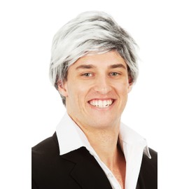 ALLAURA Gray Wig for Men – Realistic Like Human Hair, Silver Fox Grey – Compatible with Clooney, Johnson, M Vice - Fits All, Non-itch, Reuse & Restyle