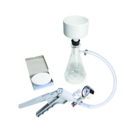 United Scientific® FLTKIT Vacuum Filtering Kit | Includes 500mL Filtering Flask, Vacuum Pump, Buchner Funnel, Filter Paper, Rubber Tubing, Stopper
