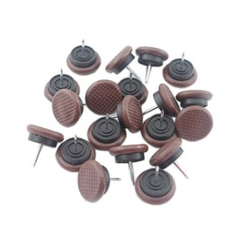 50pcs Round Heavy Duty Nylon Furniture Pads,Ulifestar Nail On Furniture Sliders Hardwood Floor Protectors for Chair Table Desk Desser Cabinet Sofa Couch Leg Feet Non Slip Glides Dia 24mm(Brown)