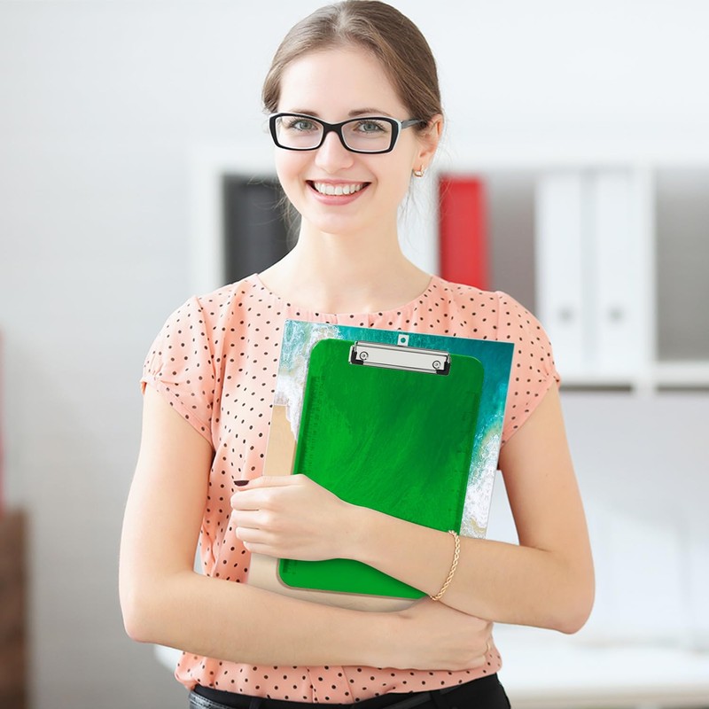 Piasoenc Plastic Clipboards, Translucent Clip Board with Low Profile, Green