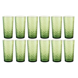 ZAINCA 24-ounce Plastic Tumblers, Acrylic Drinking Glasses High-Balls, set of 12 Green, Reusable Plastic Cups, Hammered Style Stackable, BPA-Free, Shatter-Proof, Dishwasher-Safe