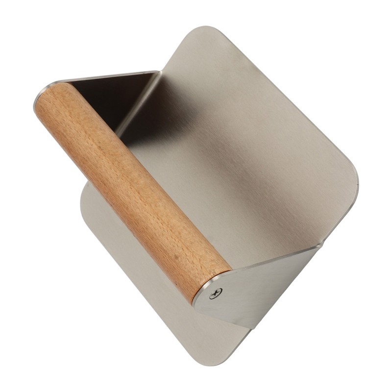 Burger Smasher 304 Stainless Steel Square Handheld Burger Press Wooden
