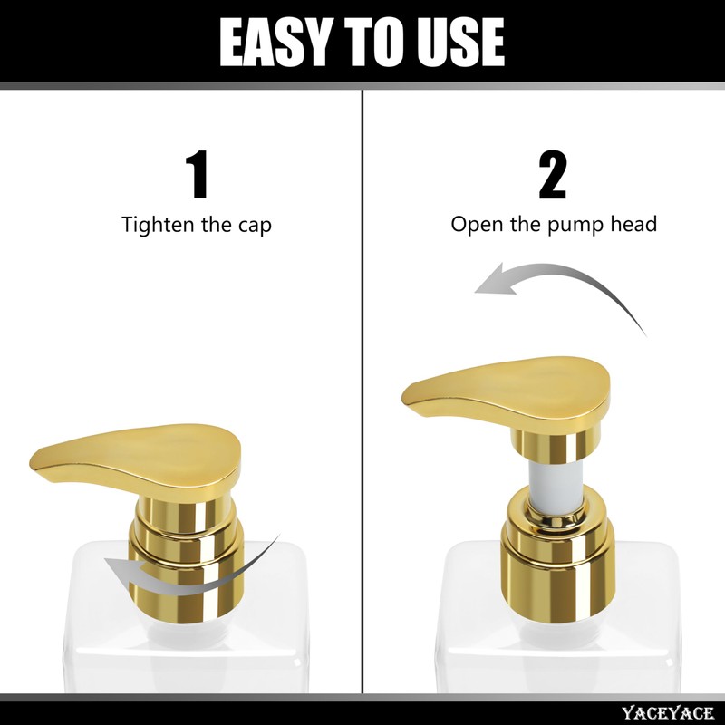 Shampoo Dispenser Bottles with Gold Pump, YACEYACE 16.9oz Set of
