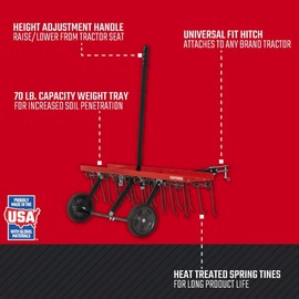 CRAFTSMAN (CMXGZBF7124315), 40-Inch Tow Behind Lawn Dethatcher, 20 Durable Spring Steel Tines Lawn dethatcher, Designed to Pull Behind Lawn and Garden Tractors, Black