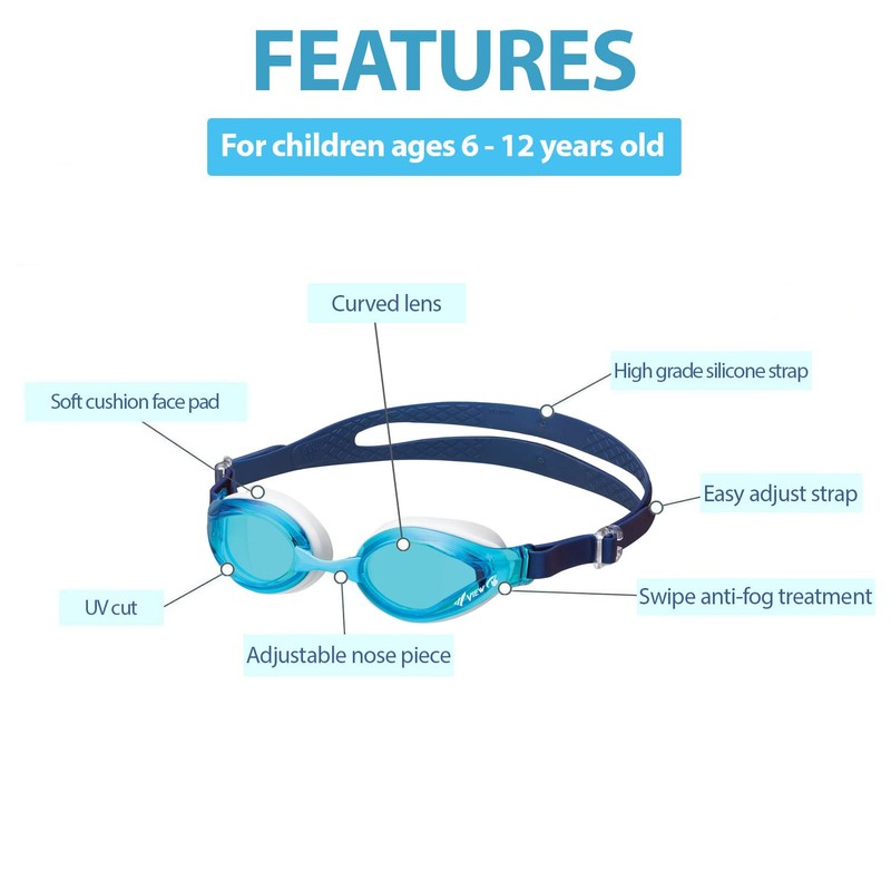 VIEW Swimming Gear V-760JASA Swipe Junior Swimming Goggles - Blue
