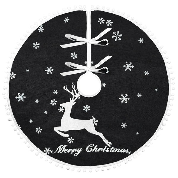 HIAGROW 48 Inch Christmas Tree Skirt, Burlap Black Christmas Rustic