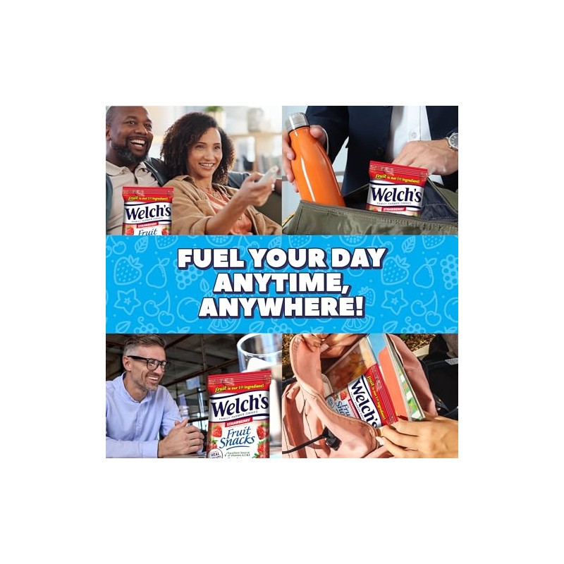 Welch's Fruit Snacks, Strawberry, Perfect for Sharing, Bulk Bag, 8