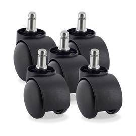 Outwater's Office Chair Caster Wheels (Set of 5 Nylon Twin Wheel Casters with Universal Stem/Grip Neck Stem 7/16' X 7/8th") for Office Chairs