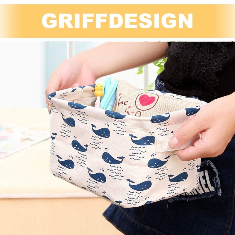 Storage Basket, 4-Piece Set, Foldable Linen Storage Box for Office,