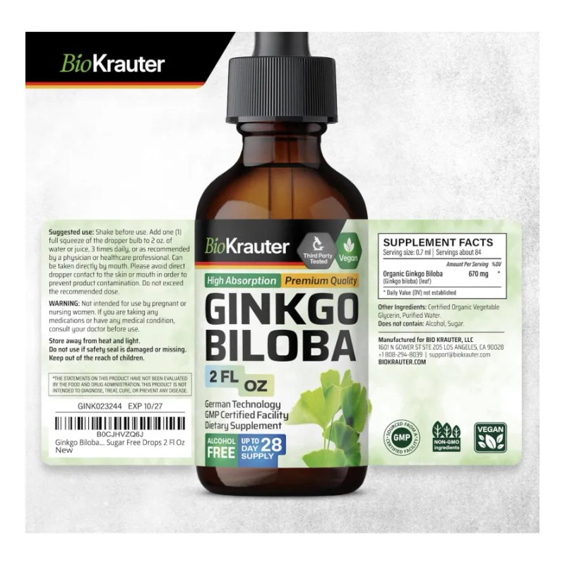 Gotas Premium Ginkgo Biloba Activa Tu Mente 60ml Americano