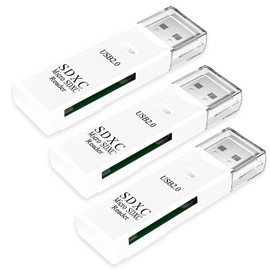 USB SD Card Reader for PC, Micro SD Card to USB Adapter, Card Reader for Camera Memory Card Reader, Wansurs Card Reader for Laptop (3 PACK USB2.0 White)