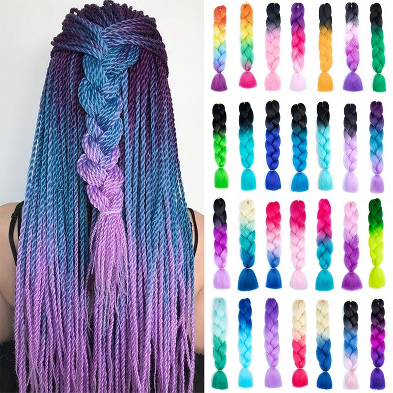 prinfantasy Braided Ponytail Hair Wigs, Colour Gradient Braid, Synthetic Braided