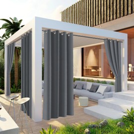 Ansobea Outdoor Curtain 132 x 274 cm (W x H), Opaque Waterproof Weatherproof Outdoor Curtains with Eyelets, Privacy Screen and Sun Protection Outdoor Curtains for Balcony, Garden, Patio, Gazebo (1