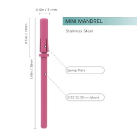 HYTOOS Small Mandrel Bit, Red 3.1mm Mini Mandrel Bit for Small Sanding Band Files, Professional Stainless Steel Sanders Drill Bit, Manicure Art Electric Drill File Tool (Mandrel bit, Red)