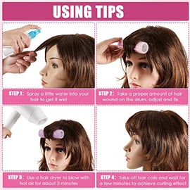 WILLBOND 8 Pcs Long Hair Rollers for Bangs Aluminum Core Curlers Thermal 4.1 x 1.2 Inch Self Grip Roller for Long and Medium Jumbo Hair Women Hairstyl