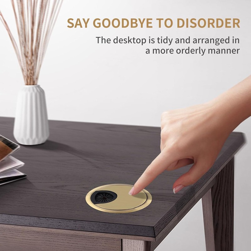 2 Pack 60mm Desk Cable Grommet Cover, One-Piece Molded Construction