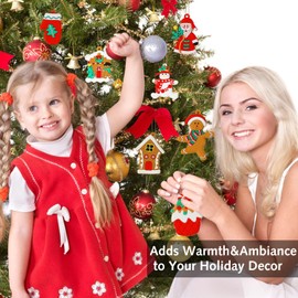 12 pcs Assorted Santa Claus Snowman, Christmas Gingerbread Ornaments Ginger Man Clay Figurine with Strings for Xmas Tree Decorations