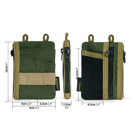 VIPERADE VE18-S Small EDC Pouch Tool Organizer,Multifunction Small Tools Pouch with 6 Pockets,EDC Organizer Pouch for Men,Mini Pocket Pouch with Velcro Area for DIY (Green+Khaki)