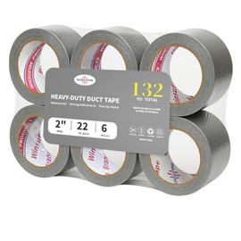 Duct Tape Heavy Duty, Heavy Object Packaging, and Home Repairing,Strong Adhesive Duct Tape for Indoor Outdoor Repairs, 2-inch by 22-Yard, 6-Roll,Total 132 Yards (Silver)