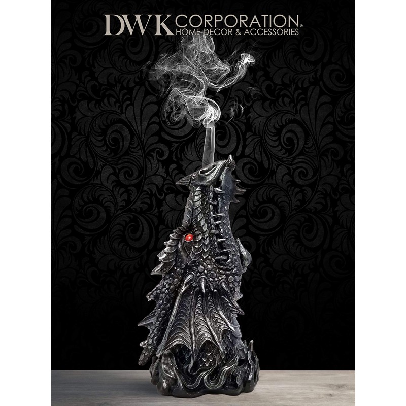 DWK 12-inch Puff Gothic Medieval Mythical Dragon Head Incense Burner