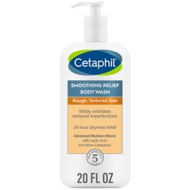 Body Wash by CETAPHIL, NEW Smoothing Relief Exfoliating Body Wash, Mildy Exfoliates to Smooth Rough, Textured Skin, 24 Hour Dryness Relief, For Sensitive Skin, 20 oz