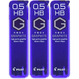 Pilot Mechanical Pencil Refills Neox Graphite 0.5mm HB, 40 Count (HRF5G-20-HB) - Pack of 3