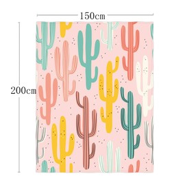 QH 60 x 80 Inch Pink Cactus Pattern Super Soft Throw Blanket for Bed Sofa Lightweight Blanket for All Seasons