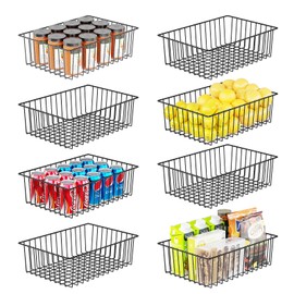 8 Pack Extra Large Wire Baskets for Organizing with Lables, Cabinet Pantry Organization and Storage Bins - Metal Basket for Kitchen, Laundry, Garage, Fridge, Bathroom Countertop Organizer