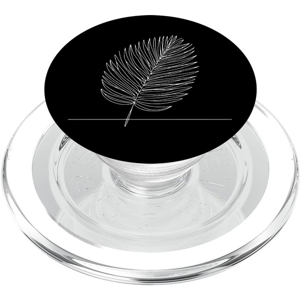 One Line Art Drawing Areca Palm Leaf PopSockets PopGrip for