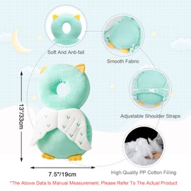 JINYJIA Baby Head Protection, Breathable Baby Head Protective Pads, Adjustable Baby Protective Pillow, for Toddlers Crawling and Learning to Run, for Children from 4 to 24 Months, Owl