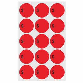 Hybsk 375 Count Garage & Rummage Sale Labels - 1 inch Writable Clearance Stickers