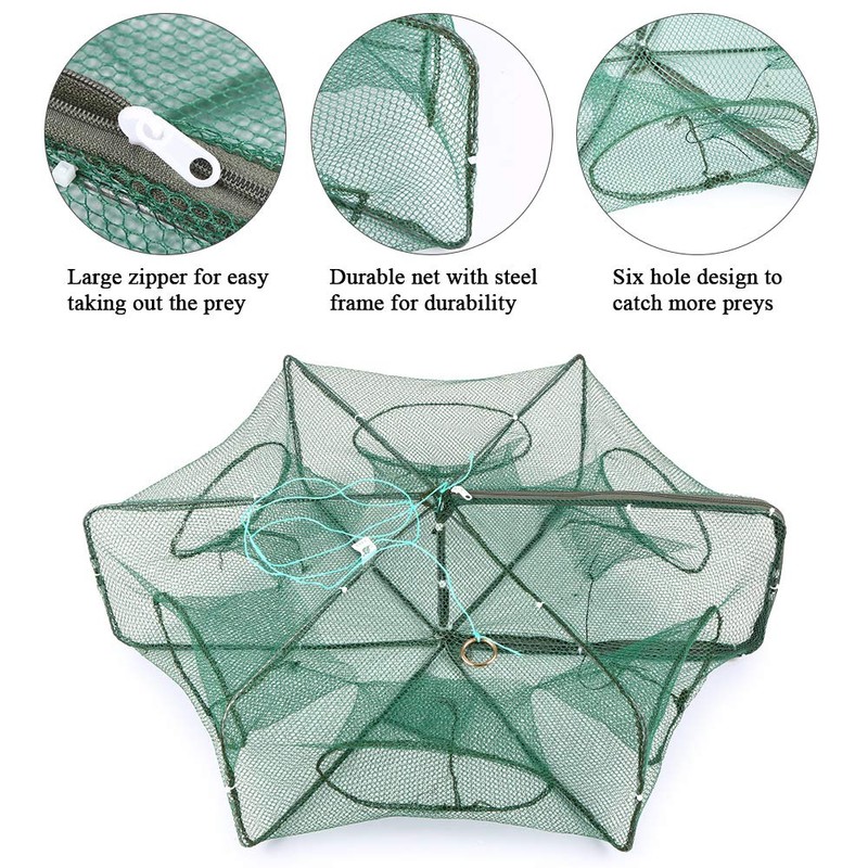 Lixada Foldable Fishing Net Hexagon 6 Hole Fishing Net Shrimp