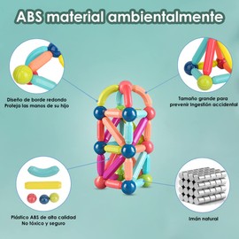 Nasjac Juguetes de Bloques de Construcción Magnéticos Niños 3D, 25/64 Piezas Juego de Apilamiento Varillas Ladrillos Magnética, Juego Construcción de Rompecabezas Creativos Regalo para Niño Niña