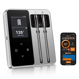 Digital Meat Cooking Thermometer with 2 Probes, Wireless Bluetooth Smart Instant Read with App Control, High-Temperature Resistant Oven Thermometer for BBQ Smoker Rotisserie, Grilling Gifts for Men
