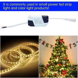 Qimoo 3W LED Driver, Constant Current 300mA AC 85~265V Output 5~12V DC Female Connector External Power Supply Rectifier Transformer for LED Ceiling Light