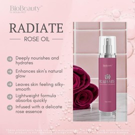 BIOBeauty Rose Oil Serum for Face with Vitamin E, Jojoba Oil & Sunflower Oil, Hydrating & Nourishing Face Oil with Rose Extract for Radiance, Paraben-Free, Non-GMO, Made in USA (1.8 oz - Radiate)