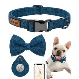 MIDOG AirTag Dog Collar, Fashion Dog Collar for Small Medium Large Dogs with Air Tag Holder Case, Adjustable Training Soft Nylon Air Tag Pet Collar with Quick-Release Metal Buckle (Blue, M,12" - 21")